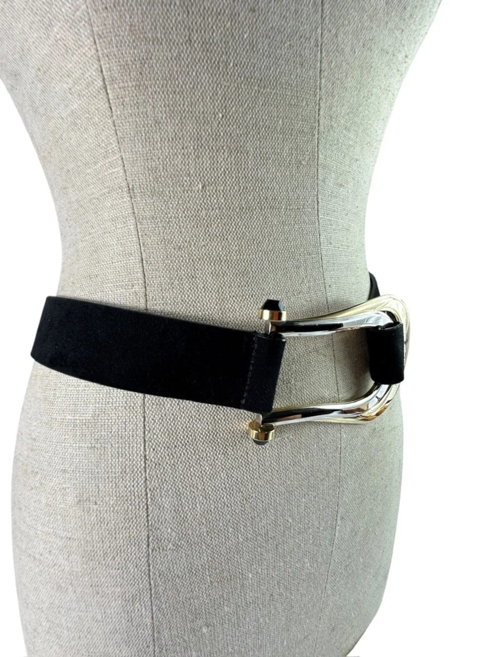 Vintage VALENTINO Garavani Black Suede Leather Wide Buckle Women Belt Size 85/34